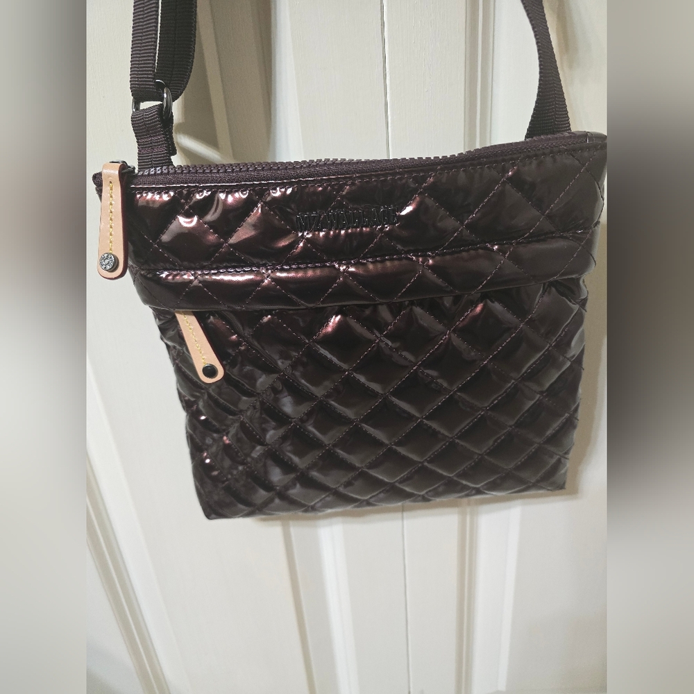 NEW MZ Wallace Metro Flat Crossbody - Color Bordeaux Lacquer